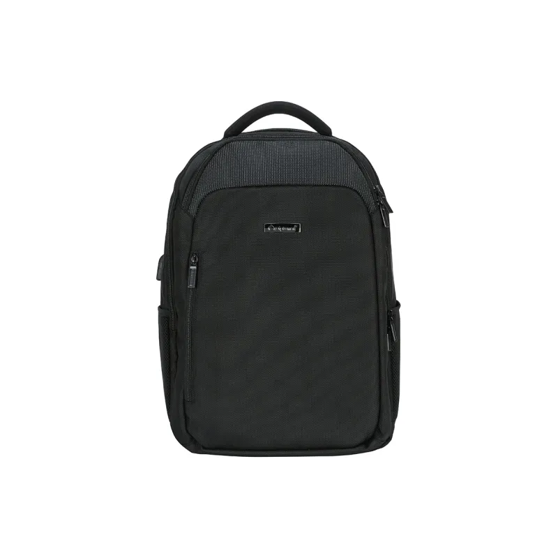 Diplomat Fabric Minimalist Style Laptop Backpack Large Size Men's Black-0