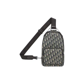 DIOR Oblique Jacquard Fabric Crossbody Bag, Shoulder Bag Men's Beige & Black