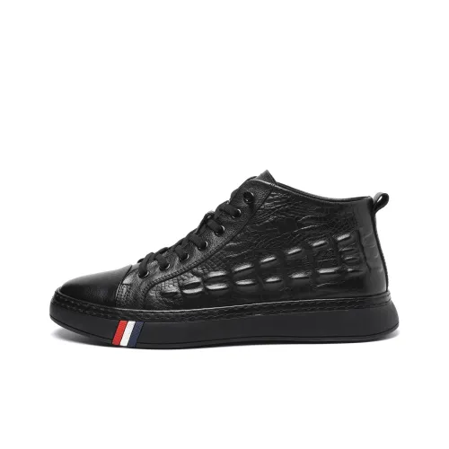 TRUMPPIPE Anti Slip Wear Resistant Mid Top Skateboard Shoes Men's Black