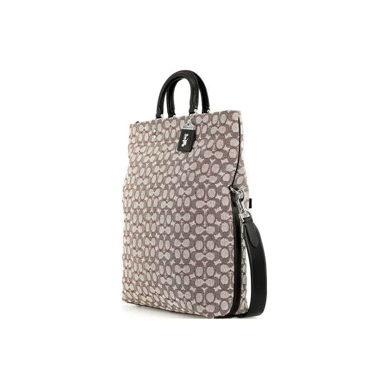 COACH Fabric Tote Bag Shopping Bag Handbag Shoulder Bag Crossbody Bag Large Size Men's Brown-1
