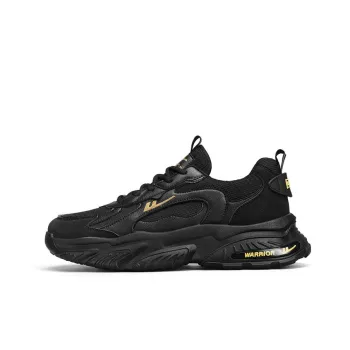Warrior Lightweight Anti Slip And Wear Resistant Low Top Casual Shoes Men's Black Gold