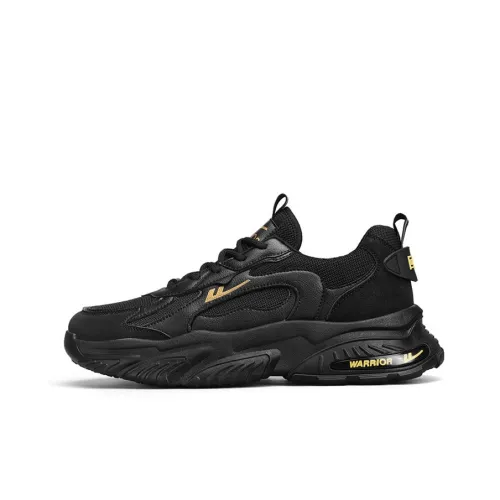 Warrior Lightweight Anti Slip And Wear Resistant Low Top Casual Shoes Men's Black Gold