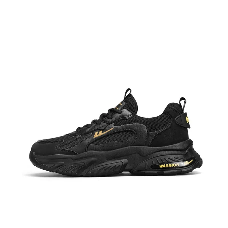 Warrior Lightweight Anti Slip And Wear Resistant Low Top Casual Shoes Men's Black Gold-0