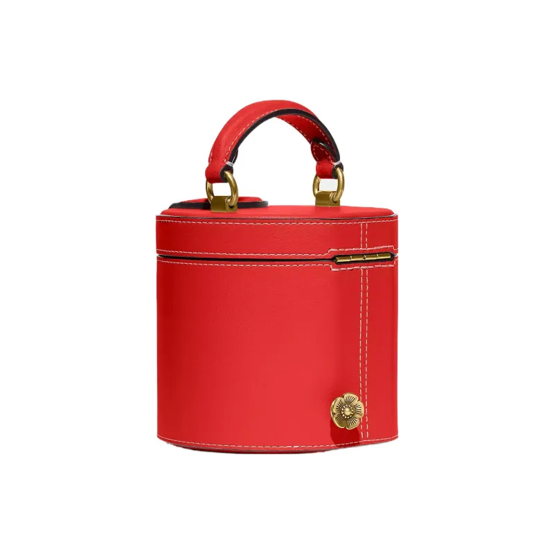 COACH Jewelry Bo Glove Tanned Leather Jewelry Box Makeup Bag Women's Red-1