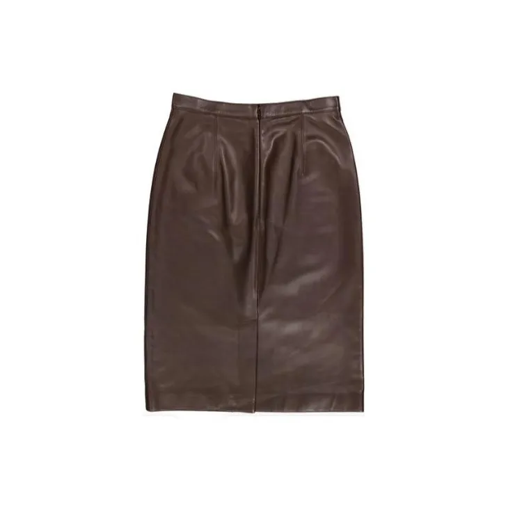 Burberry Leather Short Skirts Women's Brown-1