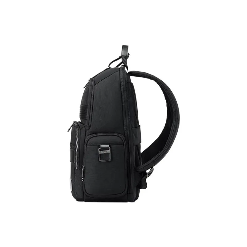 SAMSONITE SBL ENCODE Fabric Cow Leather Patchwork Backpack Men's Black-2