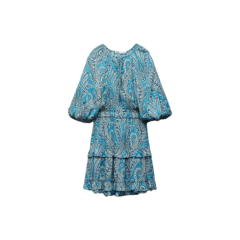 ZARA Short-Sleeved Dresses Women's Blue-1
