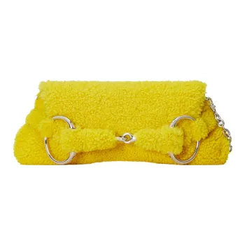 GUCCI Horsebit 1955 Wool Handbag Shoulder Bag Medium Size Women's Yellow