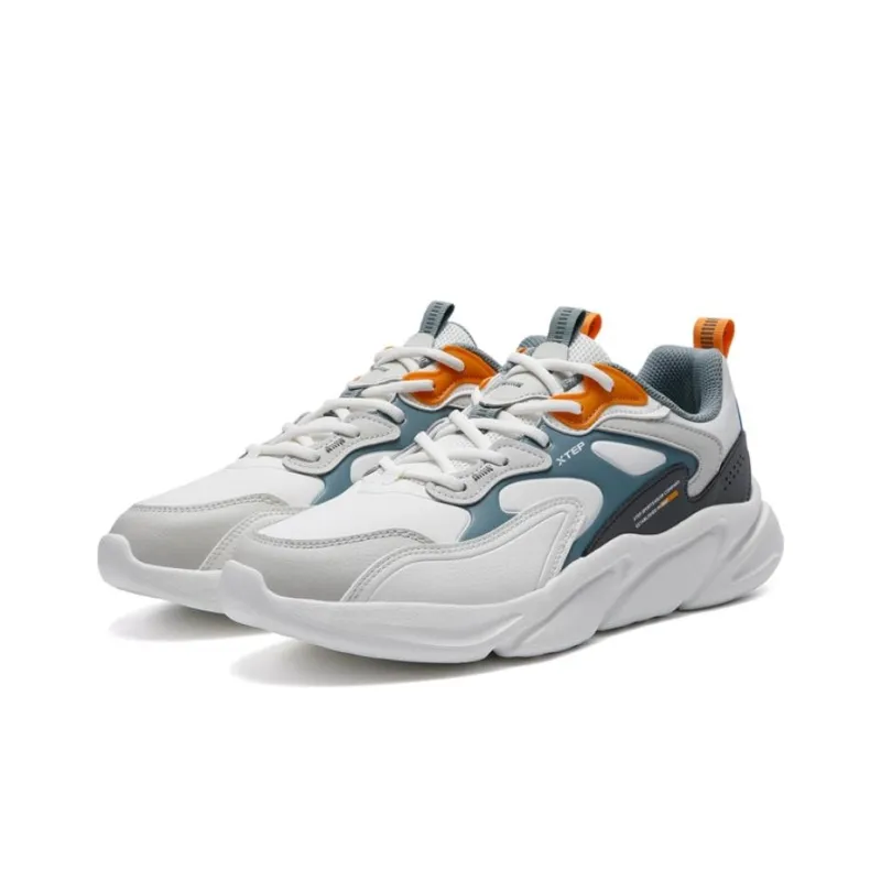 XTEP Lightning Chunky Sneakers Men Low Top White/Gray/Cyan-2