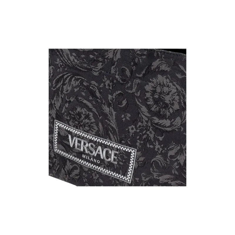 VERSACE Barocco Polyamide With Cotton Tote Bag, Shopping Bag, Handbag Regular Women's Black & Print-3