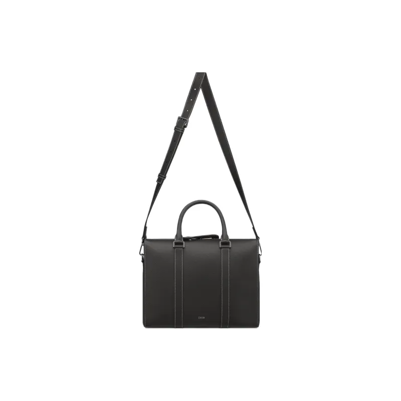 DIOR Lingot Grained Calfskin Portable One Shoulder Crossbody Briefcase Regular Men's Black-4