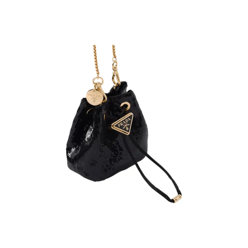 PRADA Satin One Shoulder Crossbody Clutches Mini Women's Black-1