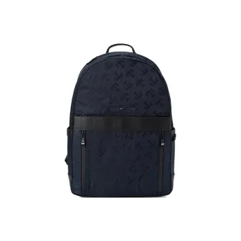 Tommy Hilfiger Artificial Leather Bonded Polyester Backpack Large Size Men's Navy Blue