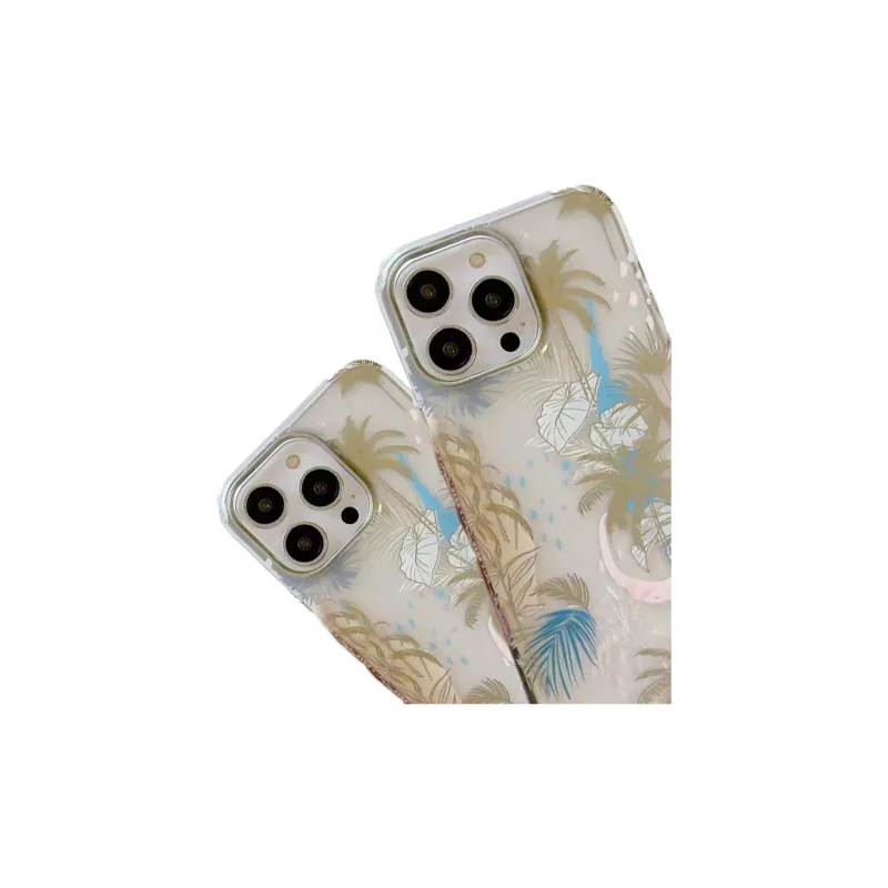 Yule Solid Color Phone Cases Compatible With Apple 15/14/13 Pro Max/Pro Gilded Floral Individual Impact Resistant-2