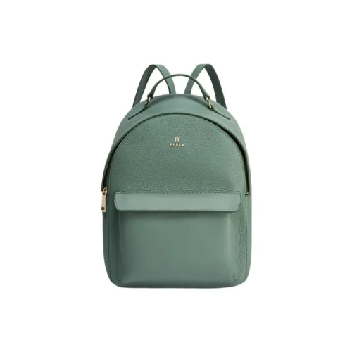 Furla Favola Grained Calfskin Backpack Small Size Women's Mineral Green