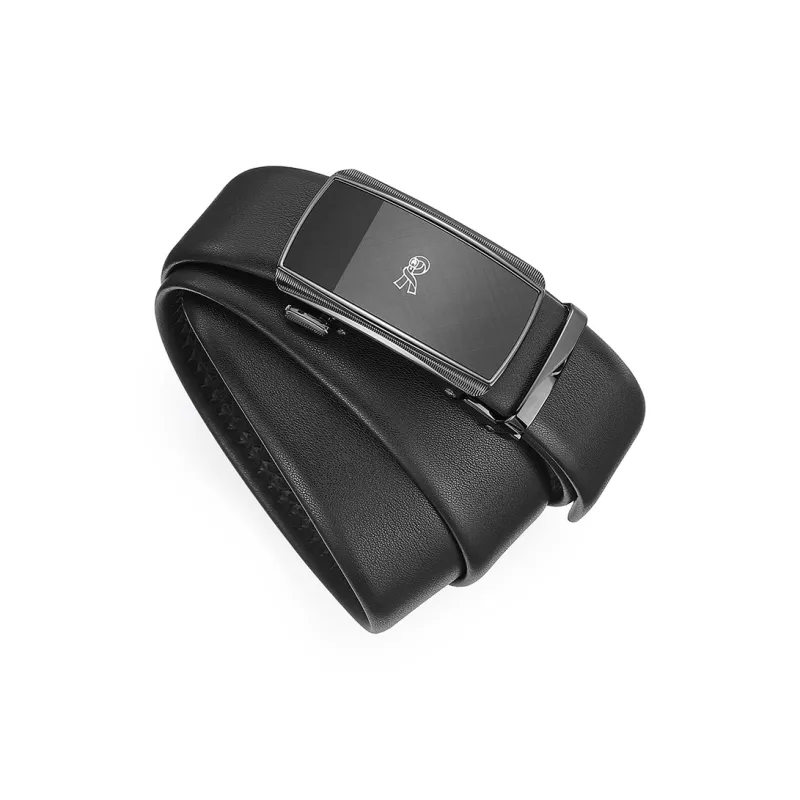 ROBERTA DI CAMERINO Brand Logo Automatic Buckle Top Grain Cow Leather Belts Men's Black 3.5cm-3