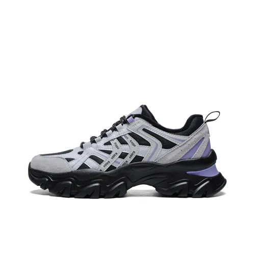 Kappa Lightweight Wear Resistant And Slip Resistant Low Top Chunky Sneakers Women's Gray blast Purple