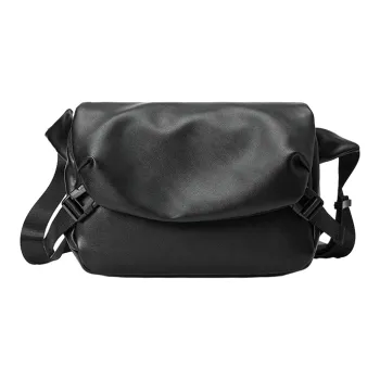 ALNI BITTON PU Leather Crossbody Bag Regular Men's Pure Black