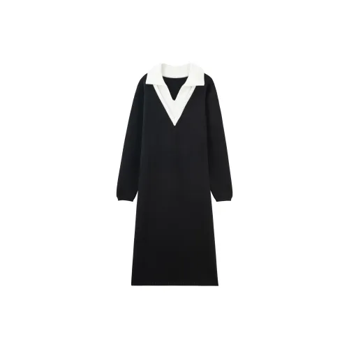 BASIC HOUSE Long-Sleeved Dresses Women's Black