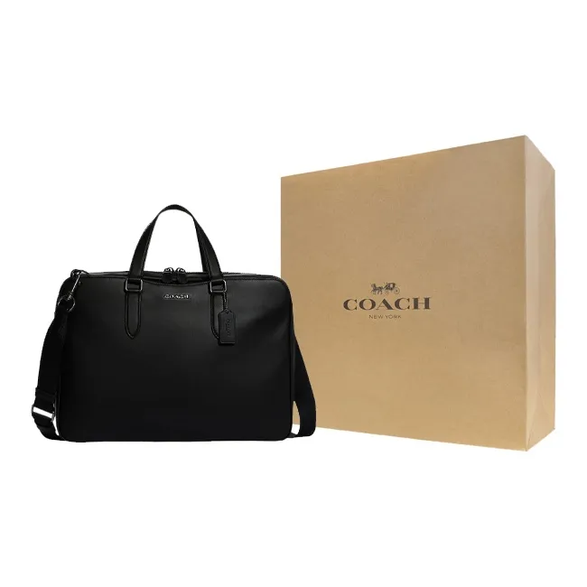 COACH Graham Cow Leather Laptop Bag, Crossbody Bag, Briefcase Large Size Men's Black-5