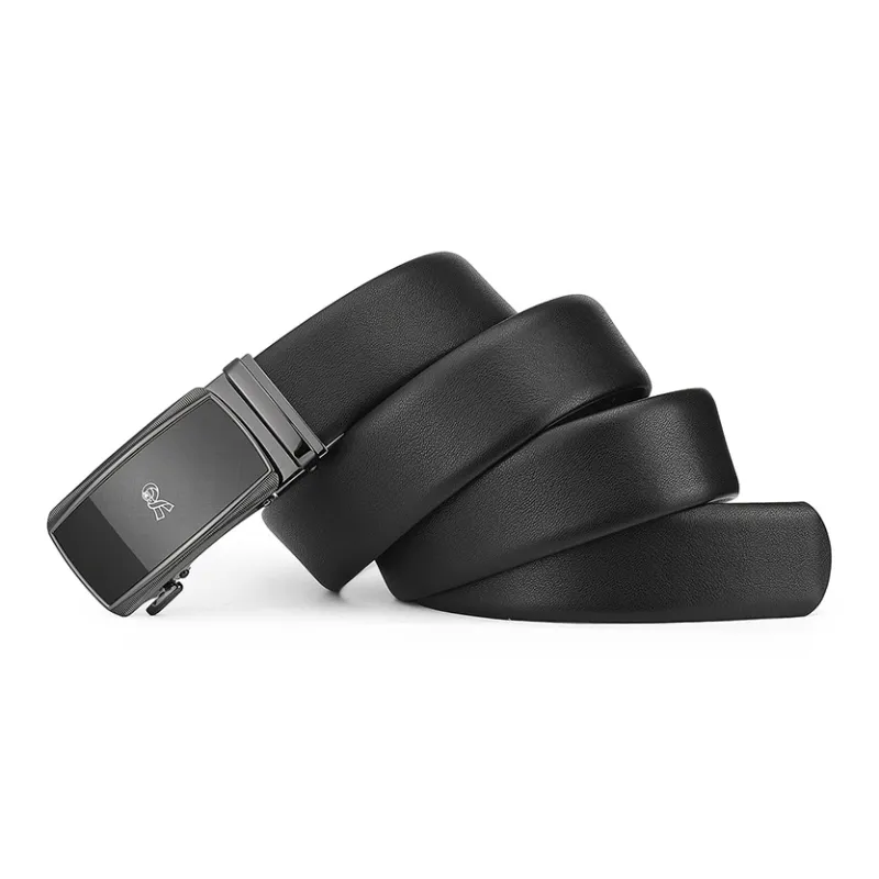 ROBERTA DI CAMERINO Brand Logo Automatic Buckle Top Grain Cow Leather Belts Men's Black 3.5cm-2