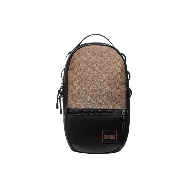 COACH Pacer Canvas Backpack Men's Black Copper & Khaki-0