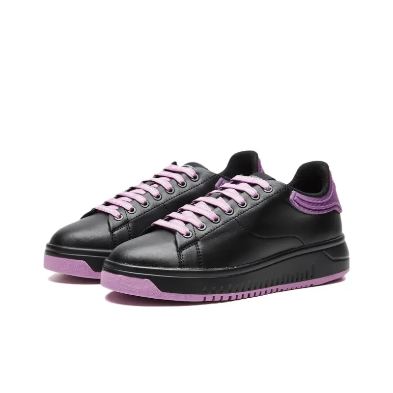 EMPORIO ARMANI Low Top Skateboard Shoes Women's Black Purple-2