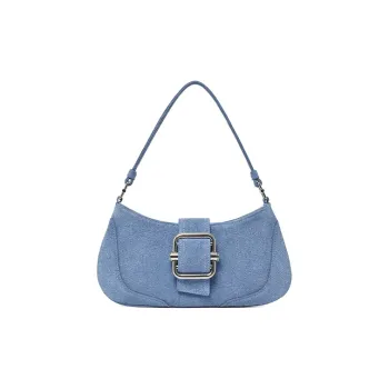 OSOI SHOULDER BROCLE _SMALL Cow Leather Handbag Shoulder Bag Women's Blue