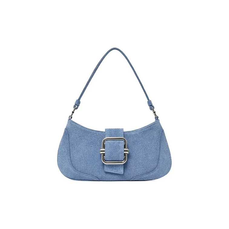 OSOI SHOULDER BROCLE _SMALL Cow Leather Handbag Shoulder Bag Women's Blue-0
