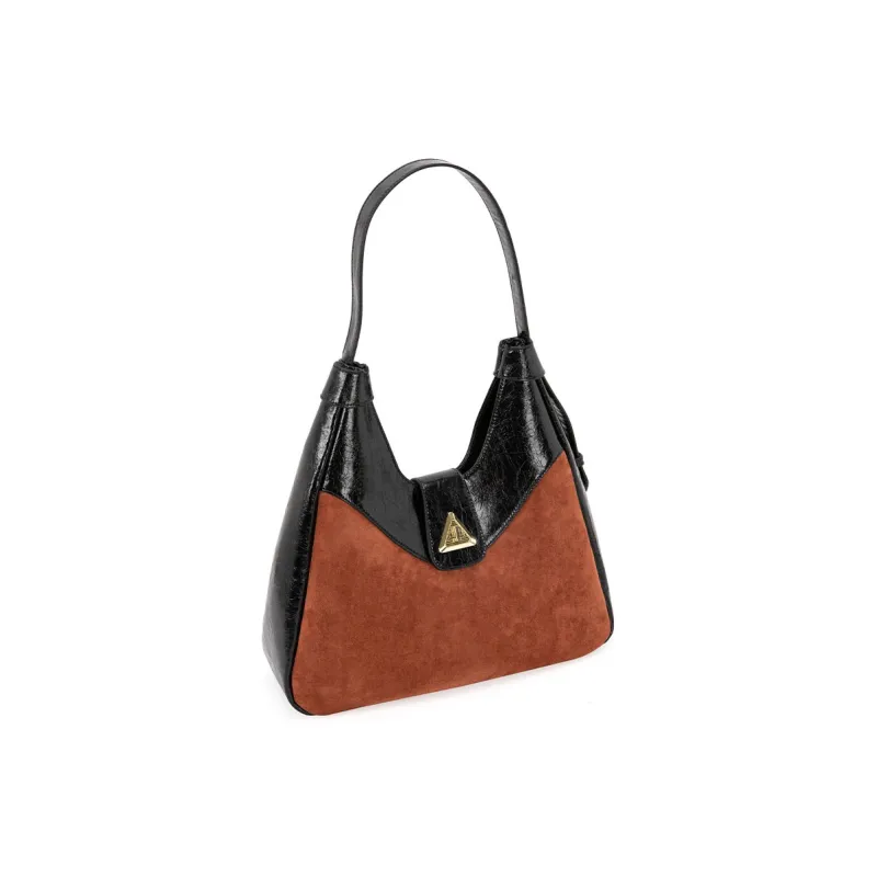 VENOF Cow Leather Shoulder Bag Women's Sand Velvet Brown/Bar Coffee-10