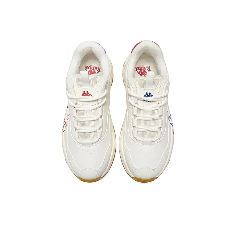 Kappa Anti Slip Wear Resistant Low Top Chunky Sneakers Unisex White-3