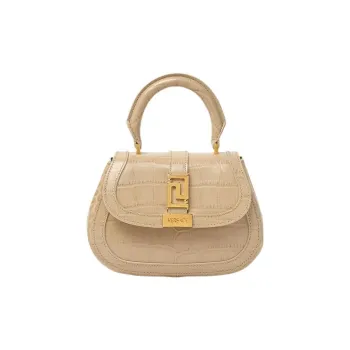 VERSACE Greca Goddess Cow Leather Shoulder Bag Crossbody Bag Handbag Mini Women's Beige