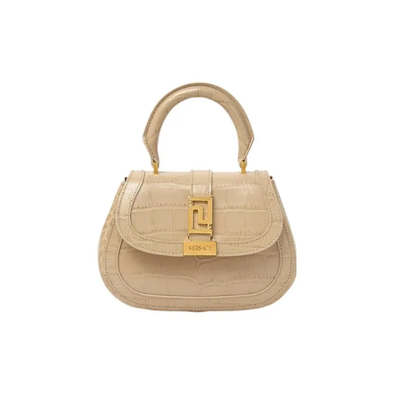 VERSACE Greca Goddess Cow Leather Shoulder Bag Crossbody Bag Handbag Mini Women's Beige-0