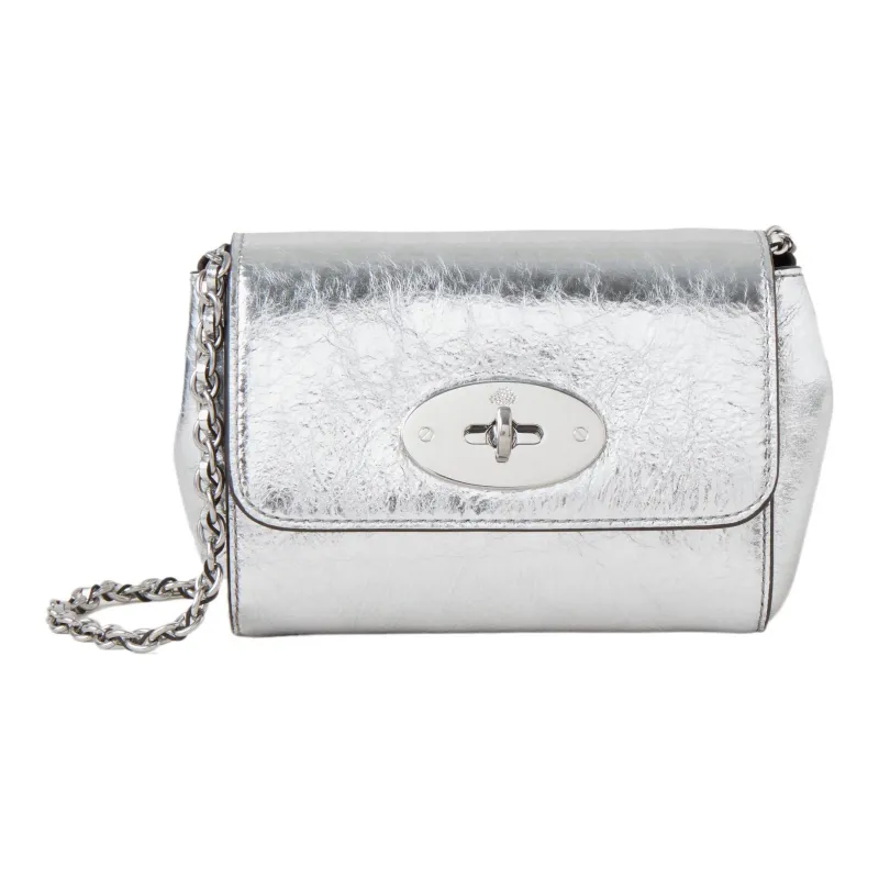 Mulberry Lily Leather Crossbody Bag, Shoulder Bag Mini Women's Silver-0