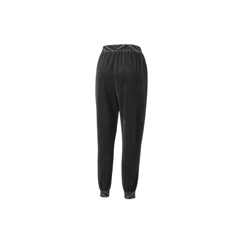 PUMA Deco Glam Velour Pant Knitted Sports Pants Women's Black-1