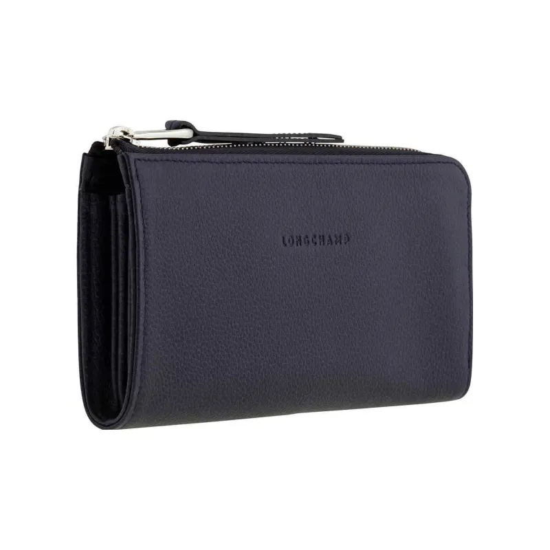 LONGCHAMP Le Foulonné Large Cow Leather Wallet Women's Navy-2
