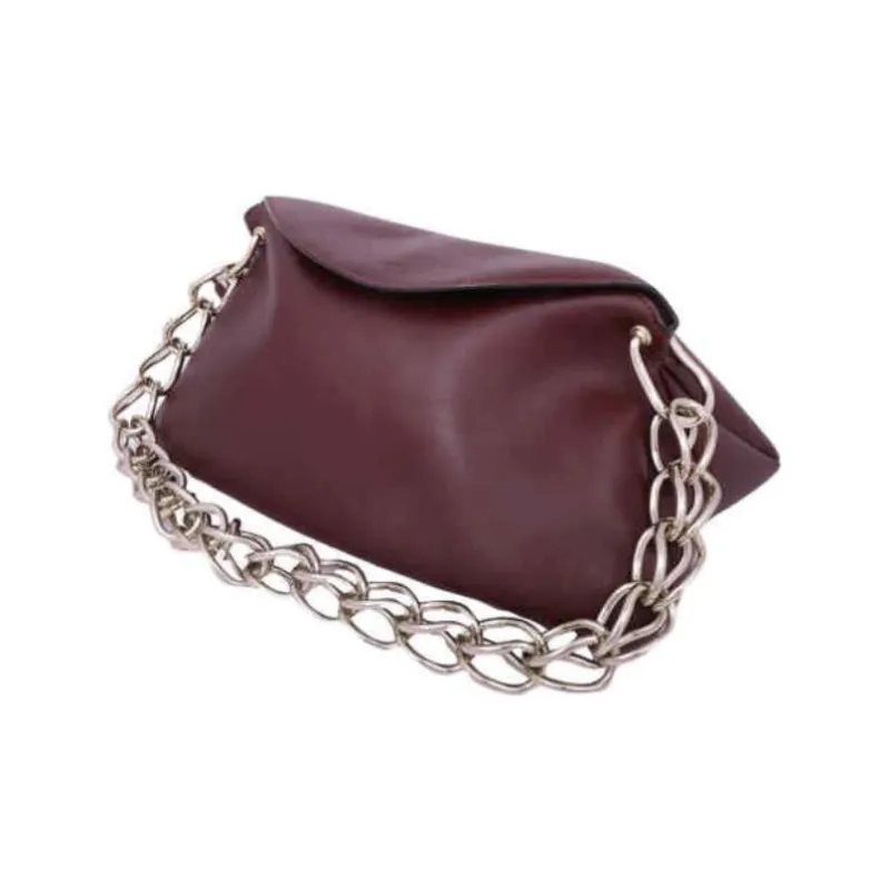 Chloe Juana Shiny Calfskin Handbag Shoulder Bag Women's Burgundy-1