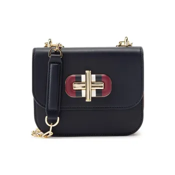 Tommy Hilfiger Cow Leather Crossbody Bag Shoulder Bag Small Size Women's Navy Blue