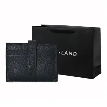 PINK·LAND Cow Leather Card Clip Card Holder Regular Women's Green/Black/Beige/Pink/Orange