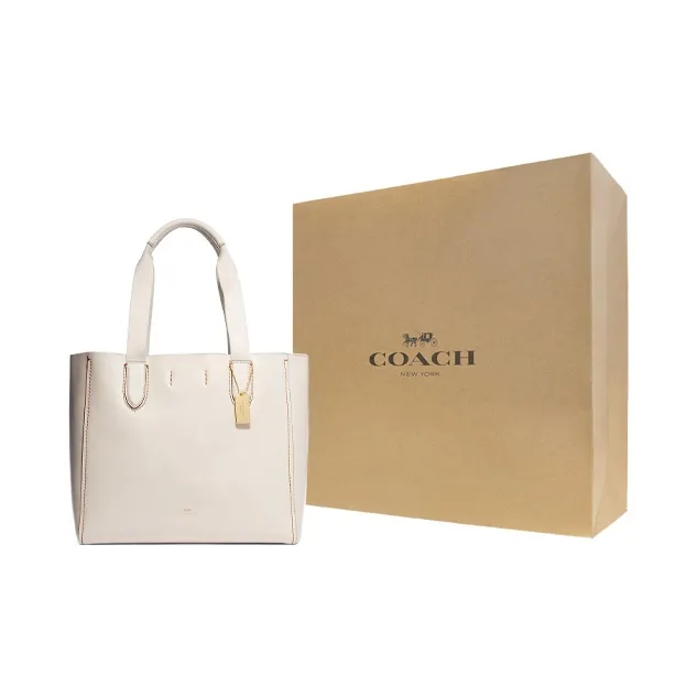 COACH Derby Pebbled Leather Tote Bag Shopping Bag Shoulder Bag Handbag Large Size Women's White-7