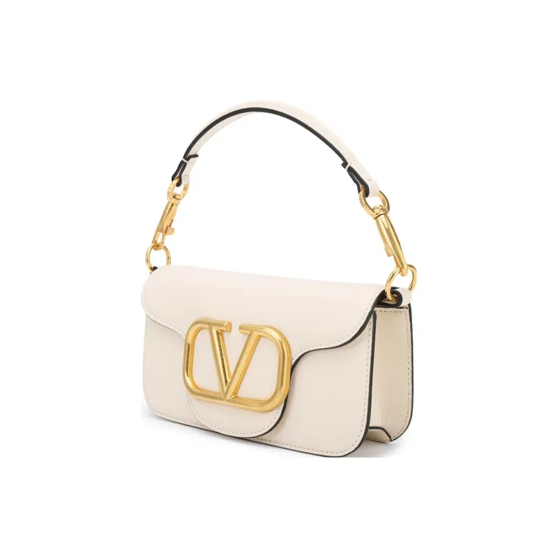 Valentino Locò Calfskin Baguette Bag One Shoulder Underarm Bag Handbag Mini Women's Clear White-2