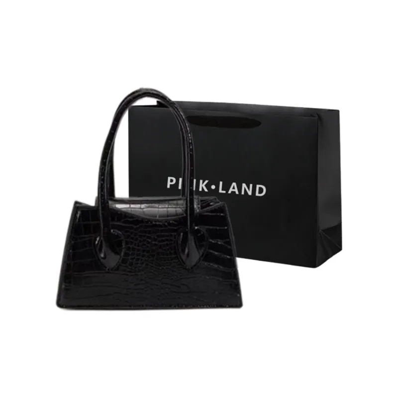 PINK·LAND PU Handbag Women's Black/White/Pink-0