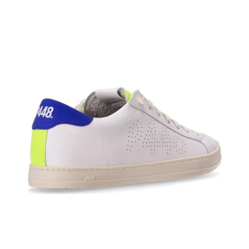 P448 Low Top Skateboard Shoes Men's White Blue-3