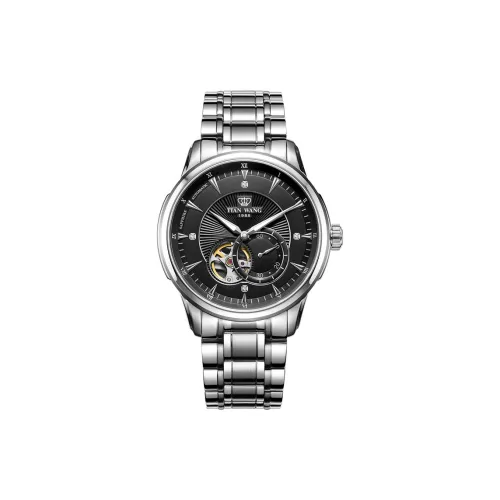 TIANWANG Wheel Era Collection Mechanical Movement Stainless Steel Strap Watch Men's Watches Black Dial