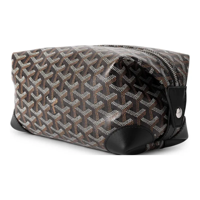 GOYARD Bowling Canvas With Leather Clutch Makeup Bag Unisex Black-2