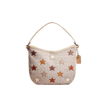 COACH Signature Canvas With Leather Hobo Bag Handbag Shoulder Bag Large Size Women's Light Gray