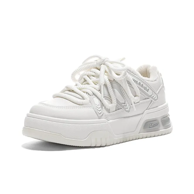 Warrior Small White Shoes Anti Slip And Wear Resistant Breathable Low Top Skateboard Shoes Women's Milk White-1