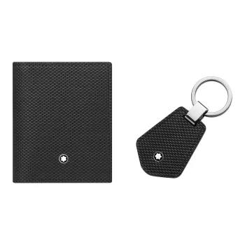 MONTBLANC Leather Business Card Holder Keychain Set Gift Box Set Small Size Men's Black