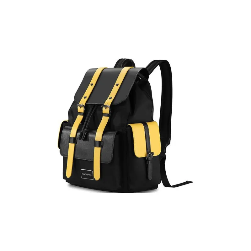 SAMSONITE Fabric Backpack Regular Men's Black & Yellow-1