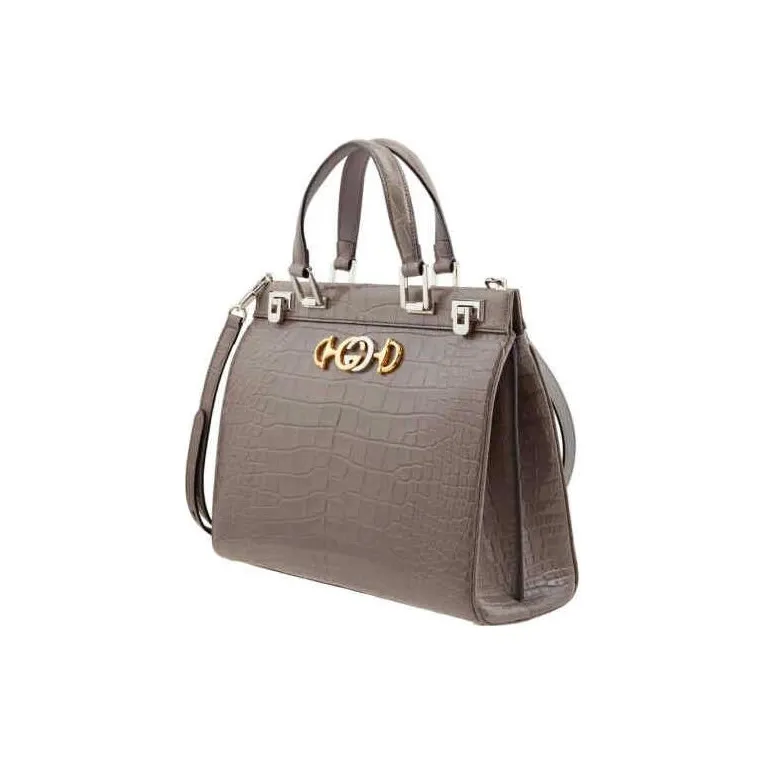GUCCI Zumi Leather Shoulder Bag Crossbody Bag Handbag Medium Size Women's Gray-2
